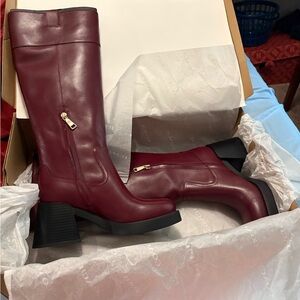 Coach Women's Deep Red Leather Heeled Boots